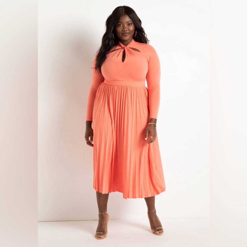 Eloquii Coral Midi Dress
